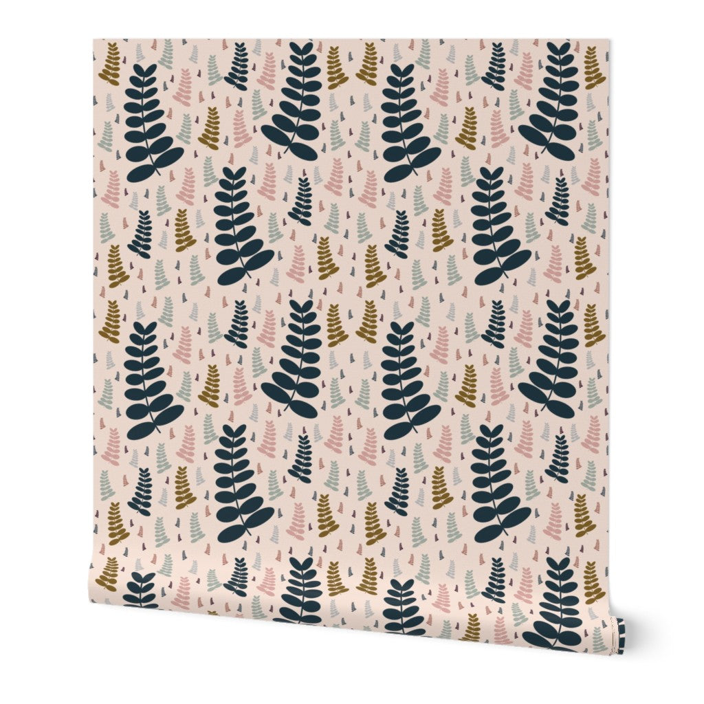 Midnight Fern Dance seamless Pattern | Hand Drawn | Digital Download | Commercial Use | Repeating Design | High Resolution (12X12 Inch, 300 DPI)