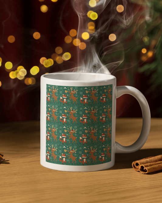 Festive Woodland Animals | Christmas Seamless Pattern | Hand Drawn | Digital Download | Commercial Use | Repeating Design | High Resolution (12X12 Inch, 300 DPI)