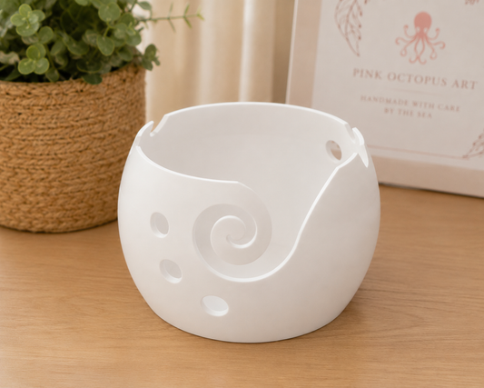 Small Artisan Yarn Bowl | Handmade 3d Crochet & Knitting Bowl | Neutral Craft Storage
