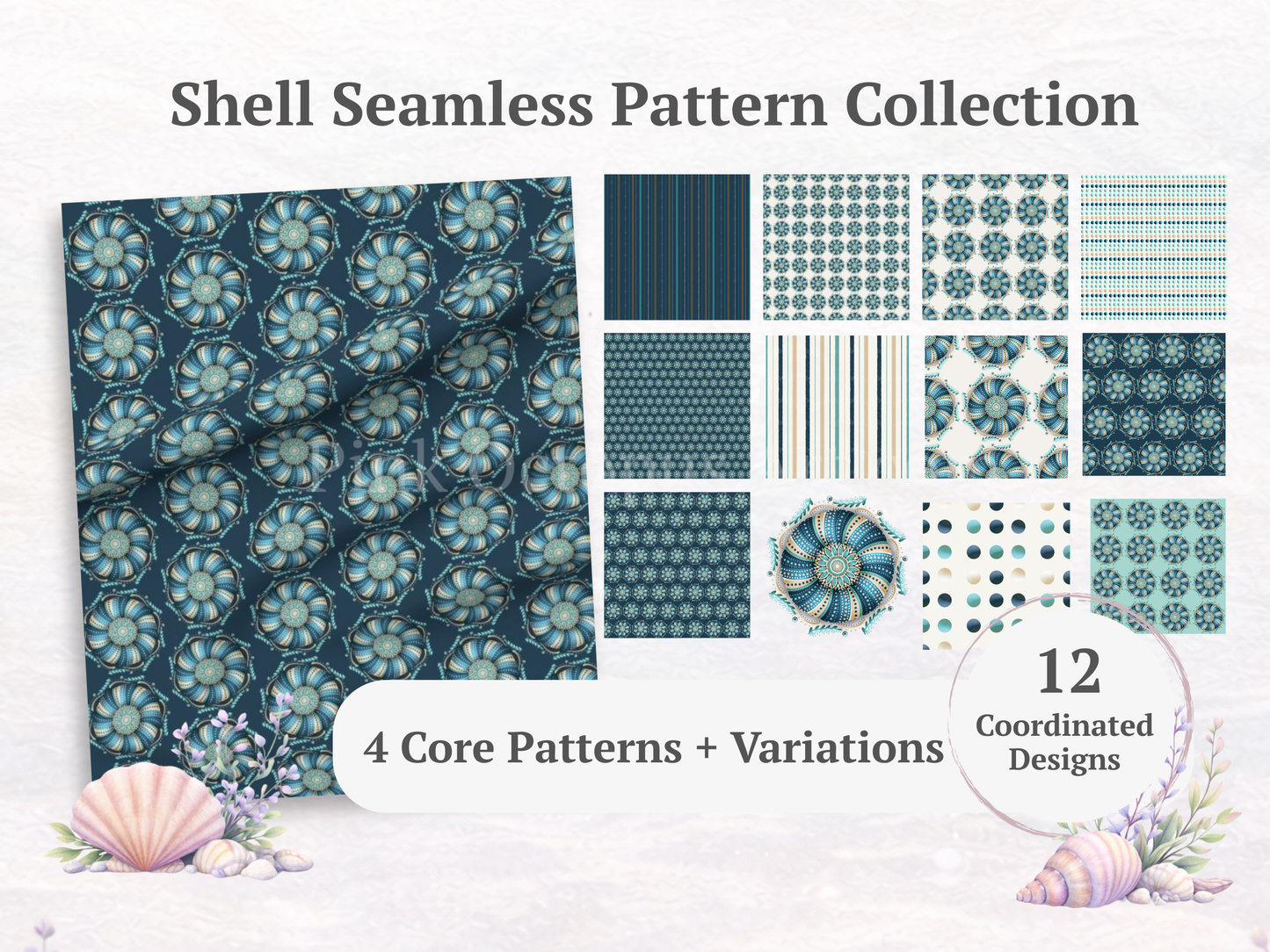 Urchin Shell Designer Collection – 12x12” 300 DPI Digital Download
