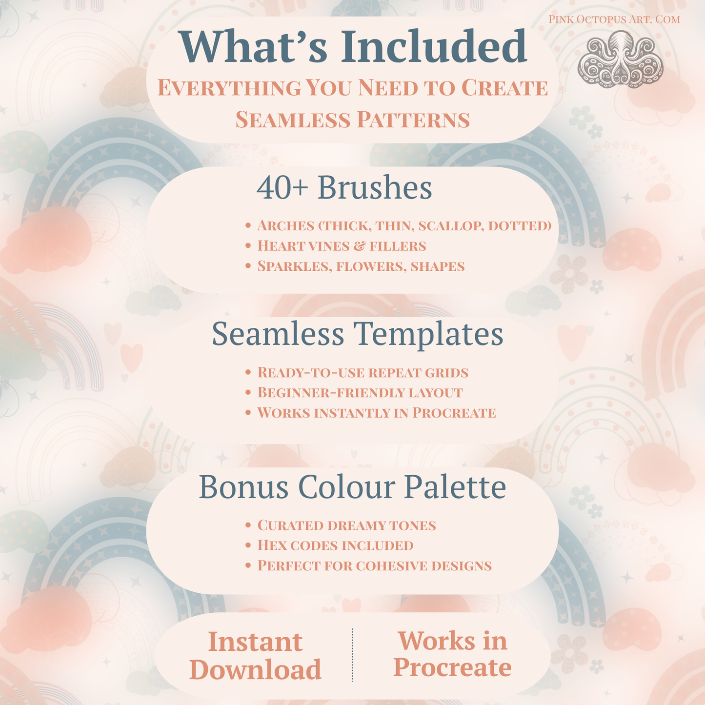 Dreamy Arches & Fillers Procreate Brush Kit | Seamless Pattern Builder for Procreate | Etsy, POD & Spoonflower