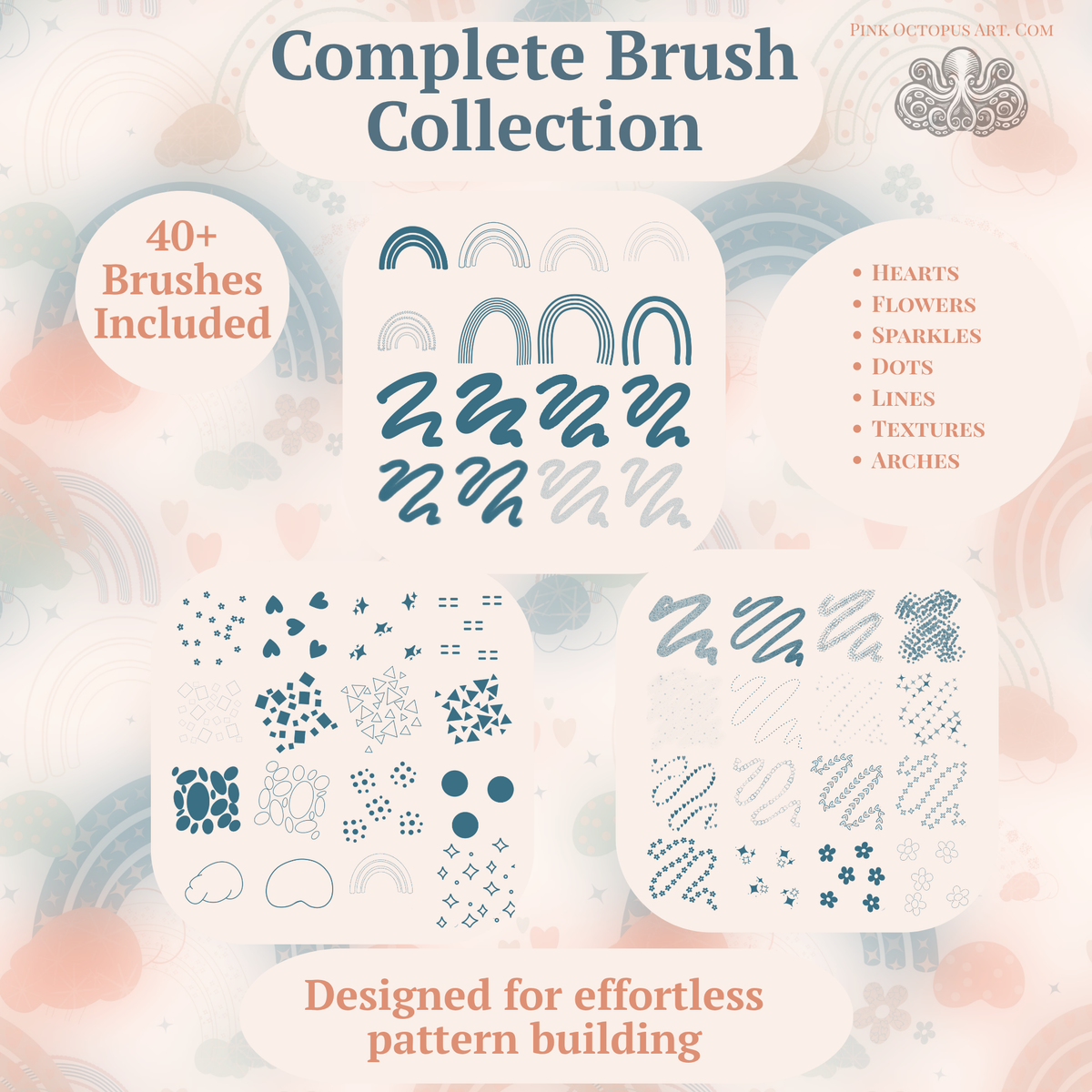Dreamy Arches & Fillers Procreate Brush Kit | Seamless Pattern Builder for Procreate | Etsy, POD & Spoonflower