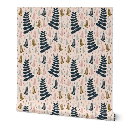 Midnight Fern Dance seamless Pattern | Hand Drawn | Digital Download | Commercial Use | Repeating Design | High Resolution (12X12 Inch, 300 DPI)