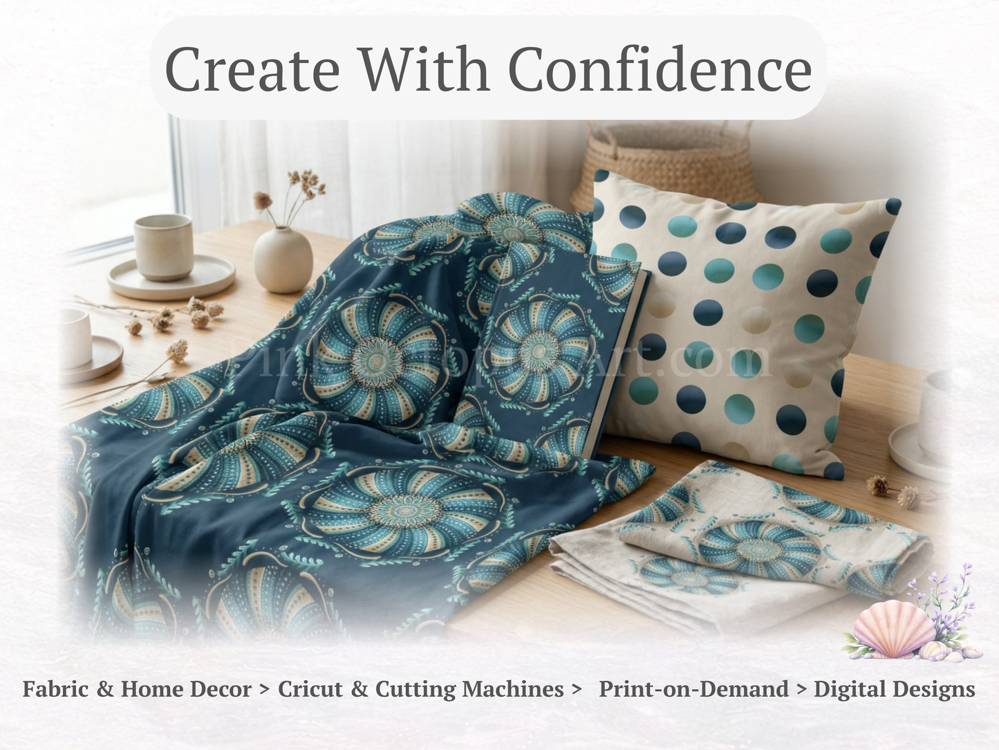 Urchin Shell Designer Collection – 12x12” 300 DPI Digital Download