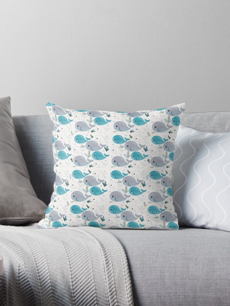 Whales Swimming| Seamless Pattern | Hand Drawn | Digital Download | Commercial Use | Repeating Design | High Resolution (12X12 Inch, 300 DPI)