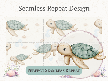 Sea Turtle Seamless Pattern – 12x12” 300 DPI Digital Download