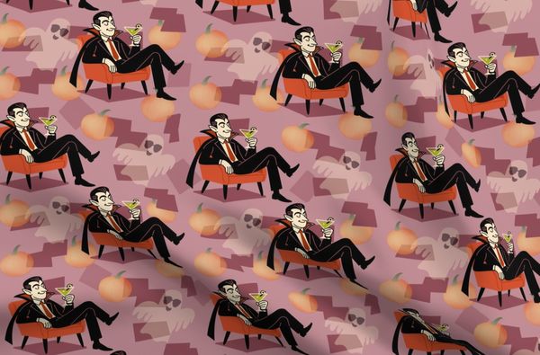 Martini Drinking Vampire Seamless Pattern | Hand Drawn | Digital Download | Commercial Use | Repeating Design | High Resolution (12X12 Inch, 300 DPI)