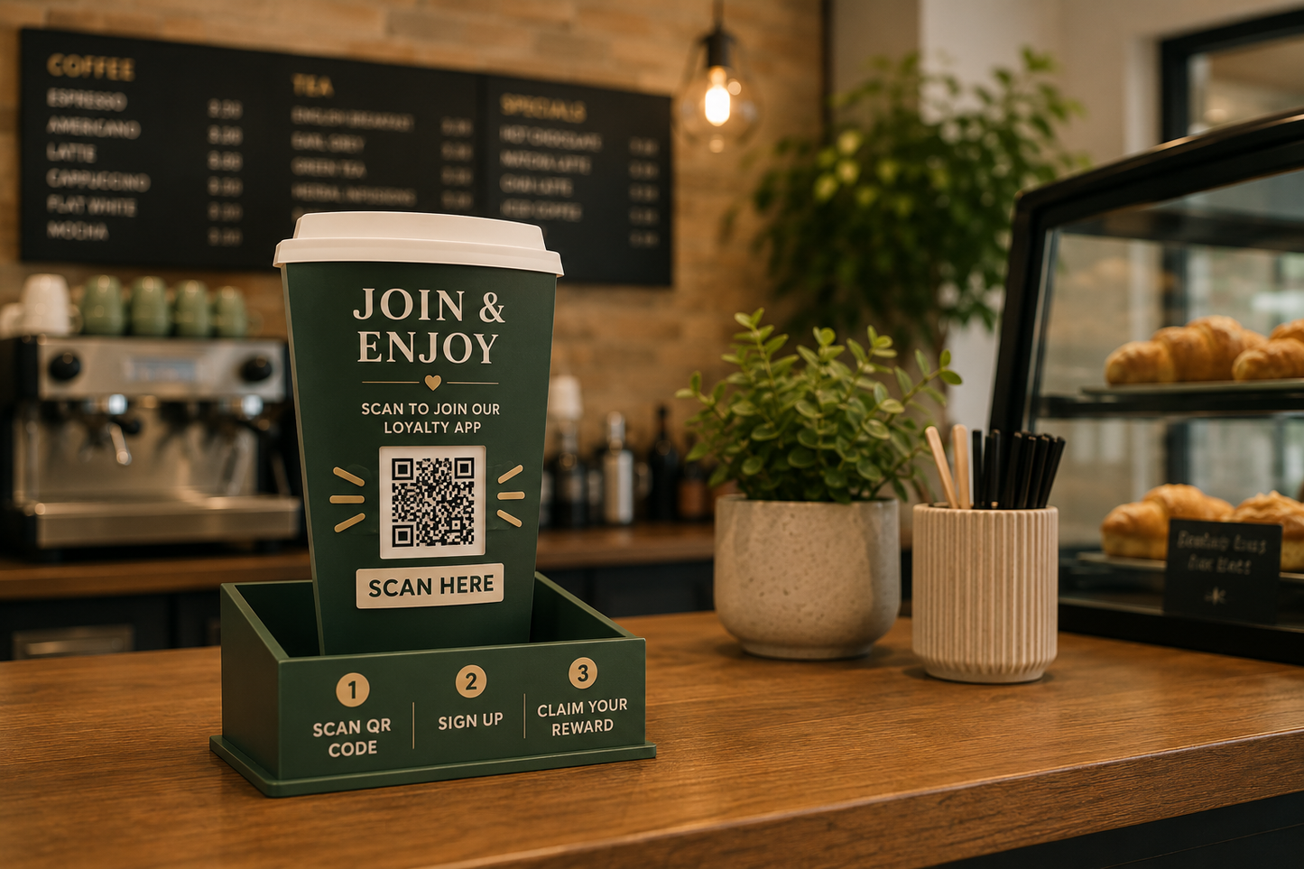 Personalised QR Code Counter Display – Custom Business Card Stand