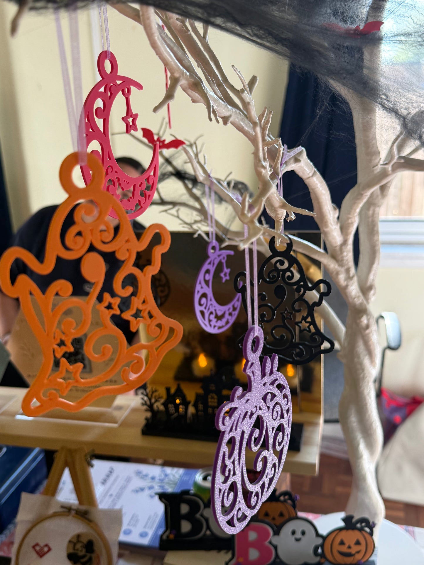 Ornate Halloween Hanging Decoration – 3D Printed Pumpkin, Ghost or Moon