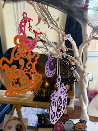 Ornate Halloween Hanging Decoration – 3D Printed Pumpkin, Ghost or Moon