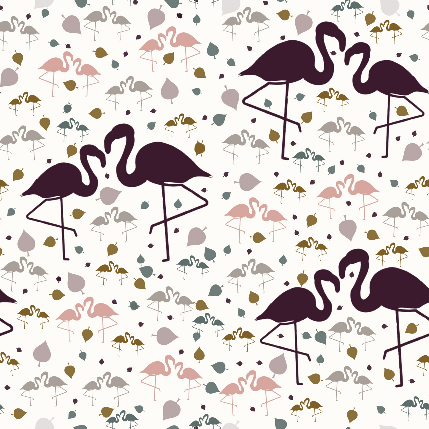 Flamingo Seamless Pattern | Hand Drawn| Digital Download | Commercial Use | Repeating Design | High-Resolution (12x12 inch, 300 DPI)