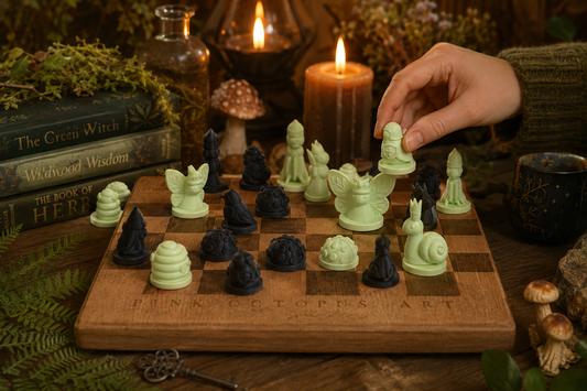 Enchanted Garden Chess Set | Handmade Fantasy Woodland Chess Pieces