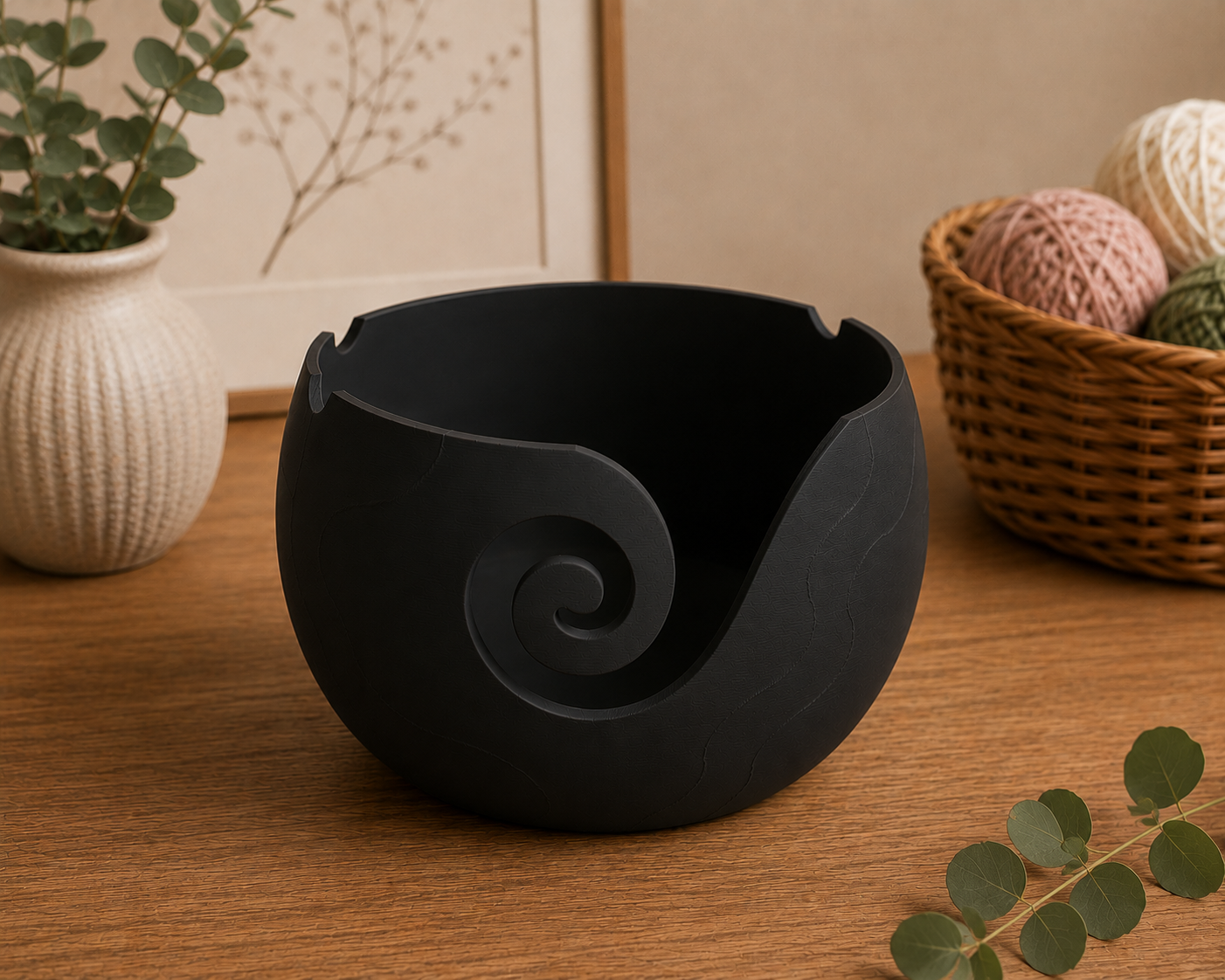Large Artisan Yarn Bowl | Handmade Crochet & Knitting Bowl | Neutral Craft Storage
