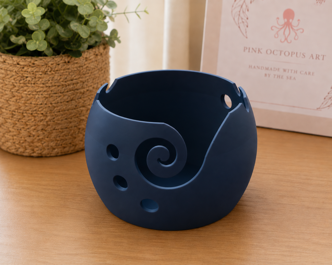 Small Artisan Yarn Bowl | Handmade 3d Crochet & Knitting Bowl | Neutral Craft Storage