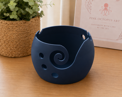 Small Artisan Yarn Bowl | Handmade 3d Crochet & Knitting Bowl | Neutral Craft Storage