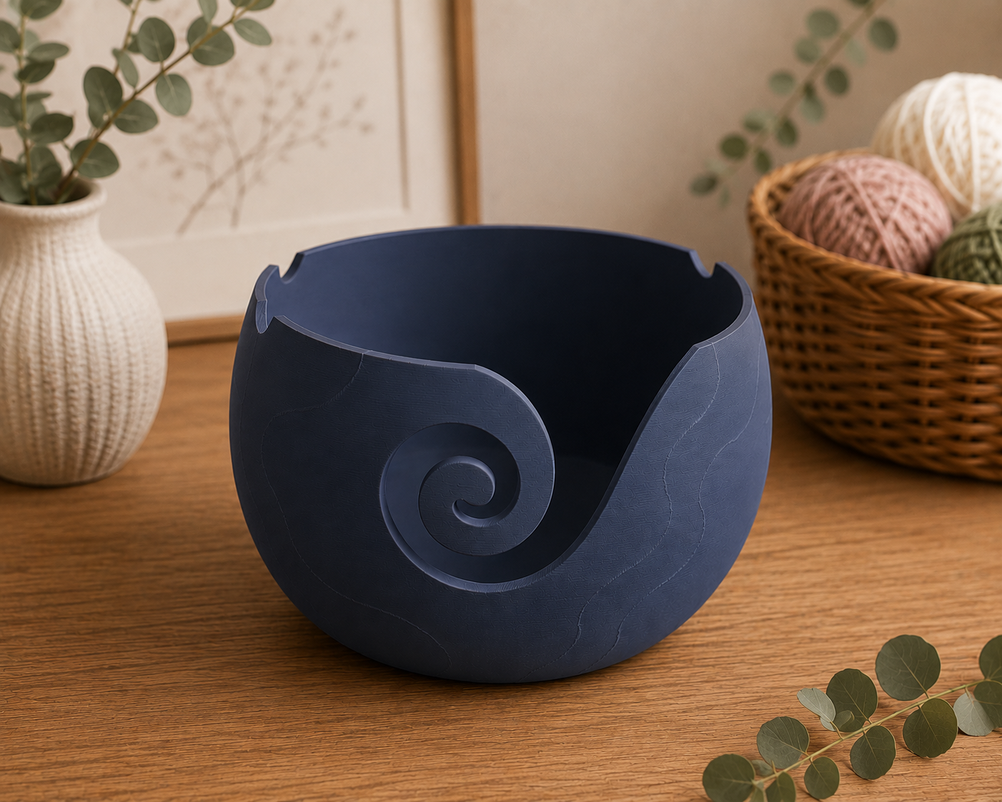 Large Artisan Yarn Bowl | Handmade Crochet & Knitting Bowl | Neutral Craft Storage