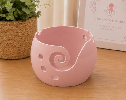 Small Artisan Yarn Bowl | Handmade 3d Crochet & Knitting Bowl | Neutral Craft Storage