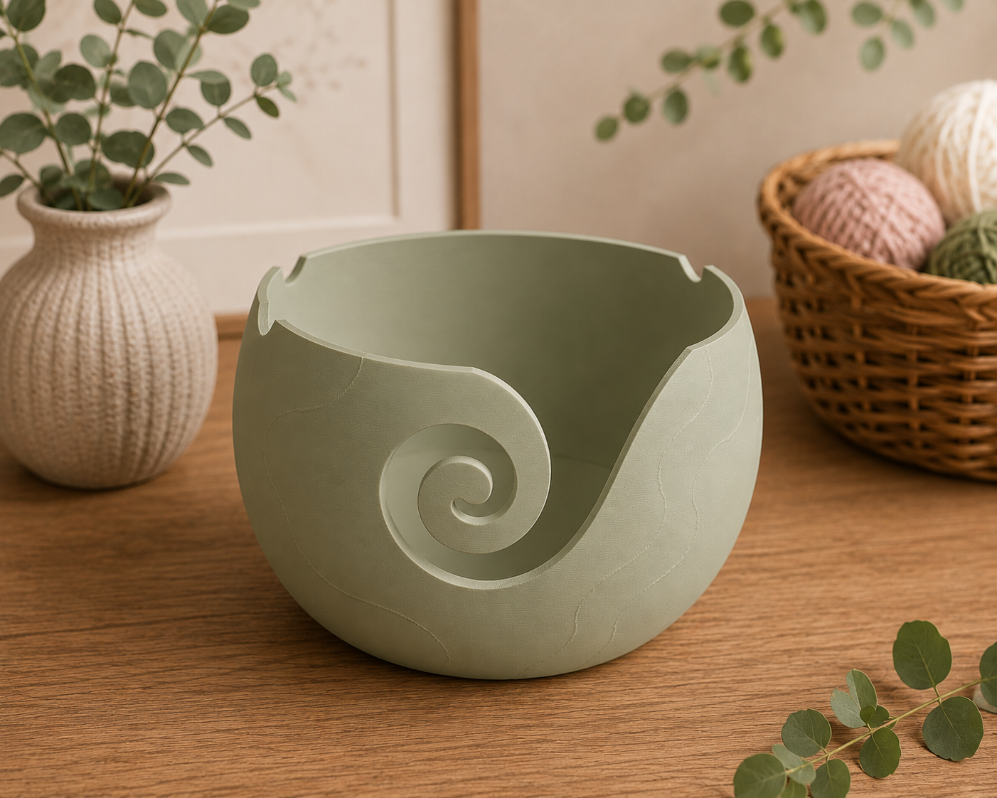 Large Artisan Yarn Bowl | Handmade Crochet & Knitting Bowl | Neutral Craft Storage