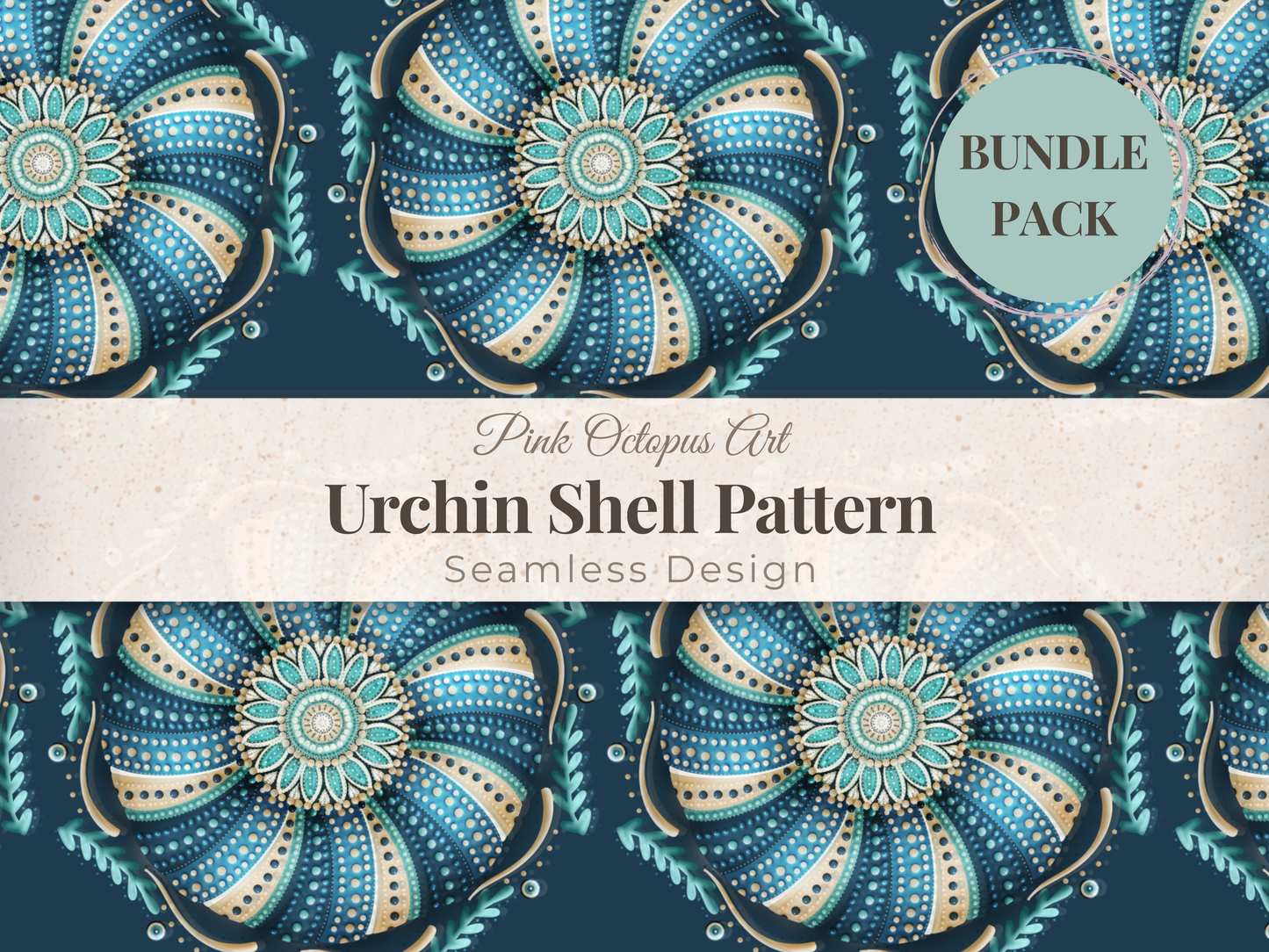 Urchin Shell Seamless Pattern – 12x12” 300 DPI Digital Download