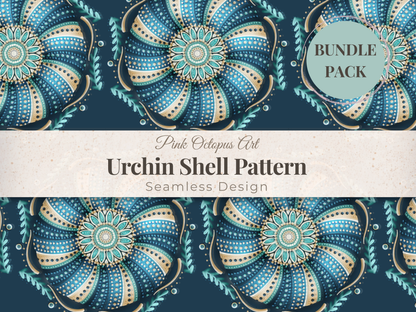 Urchin Shell Seamless Pattern – 12x12” 300 DPI Digital Download