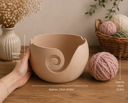 Large Artisan Yarn Bowl | Handmade Crochet & Knitting Bowl | Neutral Craft Storage
