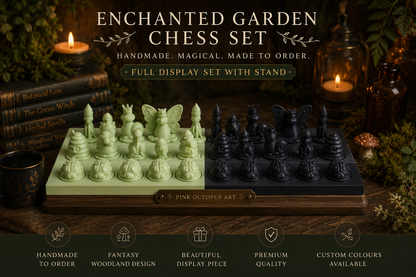 Enchanted Garden Chess Set | Handmade Fantasy Woodland Chess Pieces